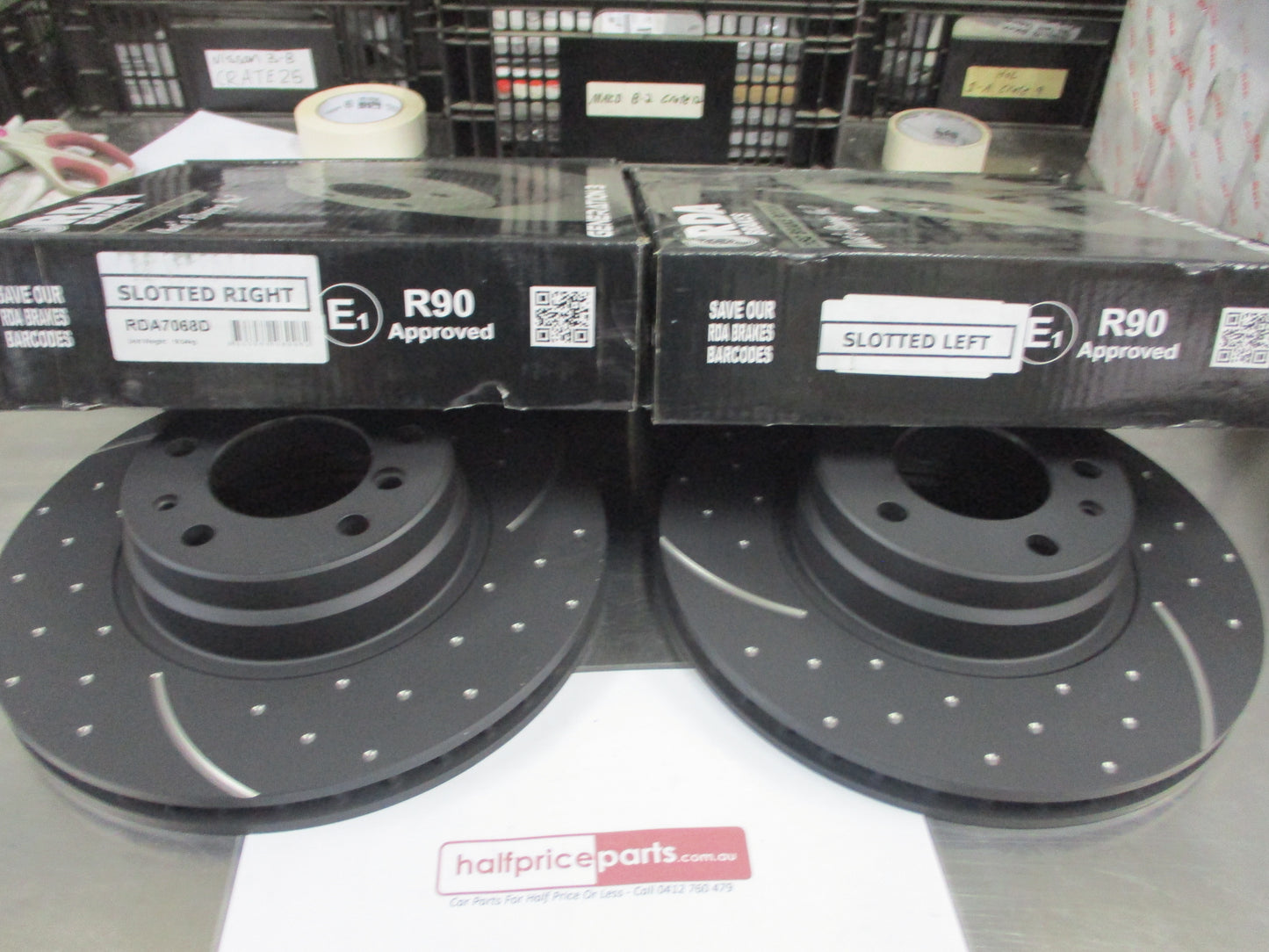 RDA Front Disc Brake Rotors (Pair) Slotted-Dimpled Suits BMW 7 Series New Part