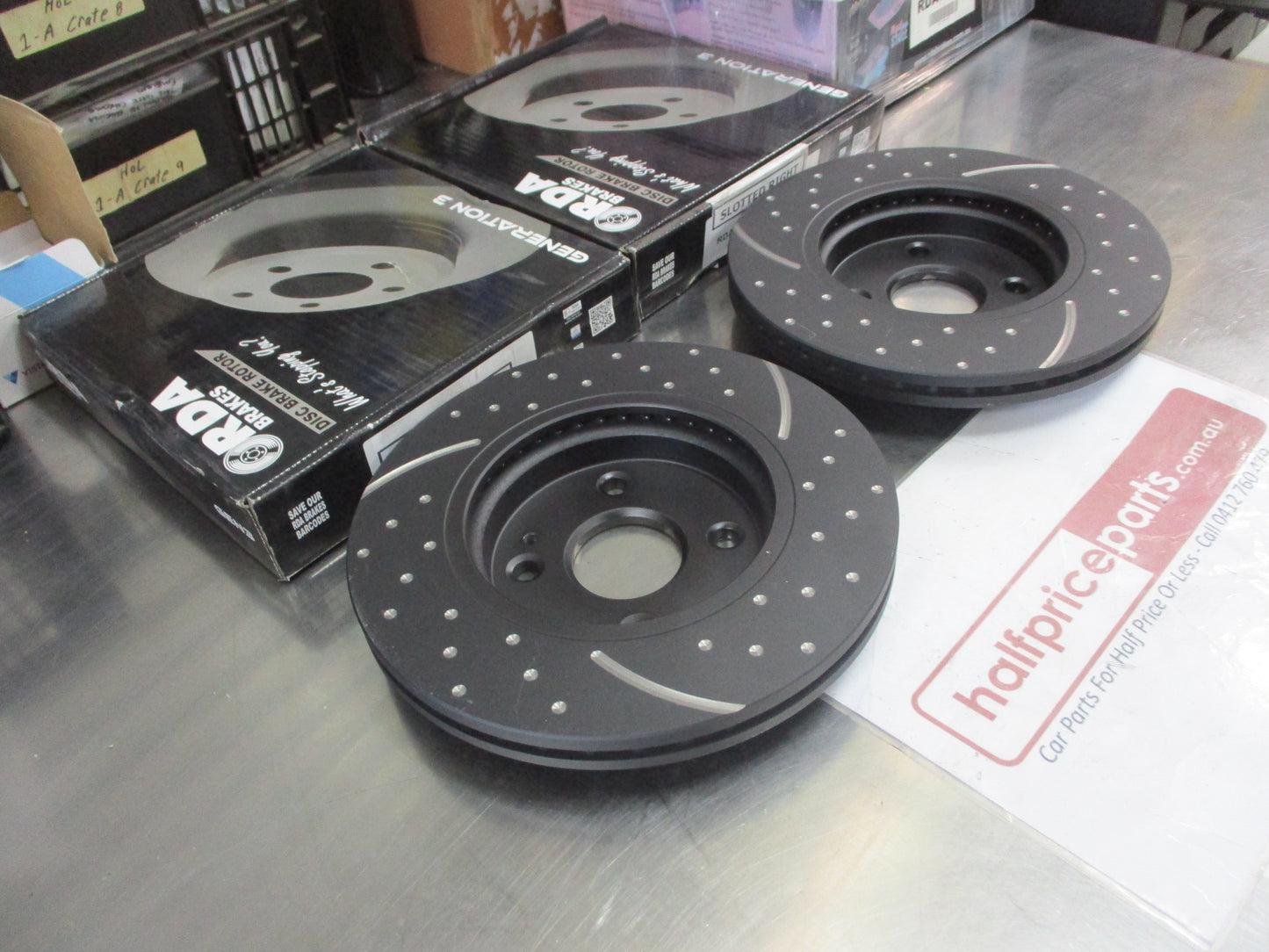 RDA Front Disc Brake Rotors (Pair) Slotted-Dimpled Suits Mazda 2/Fiat Abarth/Ford Fiesta New Part
