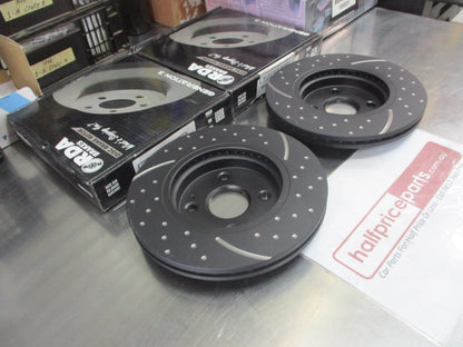RDA Front Disc Brake Rotors (Pair) Slotted-Dimpled Suits Mazda 2/Fiat Abarth/Ford Fiesta New Part