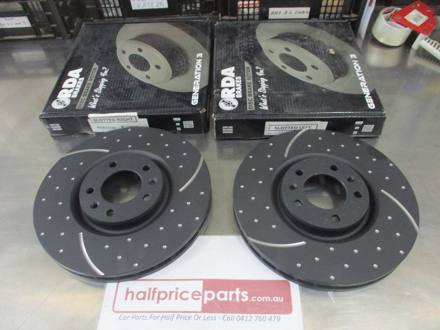 RDA Front Disc Brake Rotors (Pair) Slotted-Dimpled Suits Peugeot 607 New Part