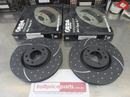 RDA Front Disc Brake Rotors (Pair) Slotted-Dimpled Suits Peugeot 607 New Part