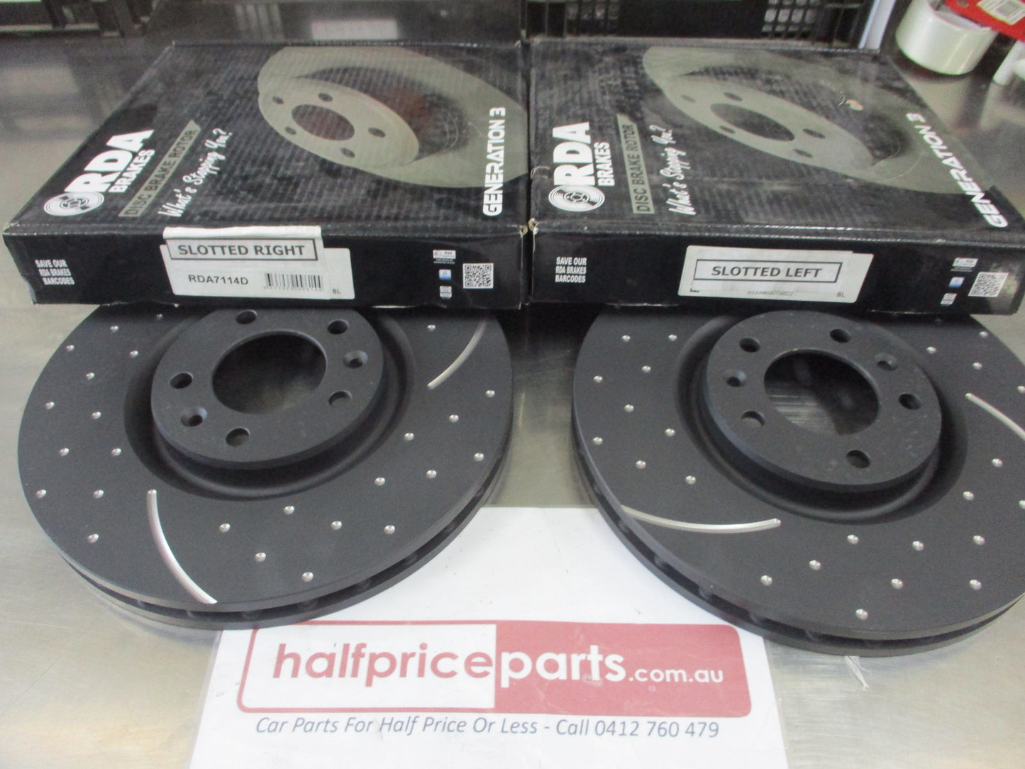 RDA Front Disc Brake Rotors (Pair) Slotted-Dimpled Suits Peugeot 607 New Part