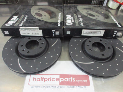 RDA Front Disc Brake Rotors (Pair) Slotted-Dimpled Suits Peugeot 607 New Part