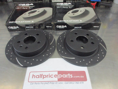 RDA Rear Disc Brake rotors (Pair) Slotted-Dimpled Suits Holden Malibu New Part