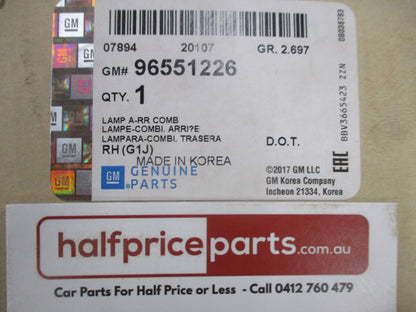 Holden Viva Sedan Genuine Right Hand Rear Tail Light Assembly New Part