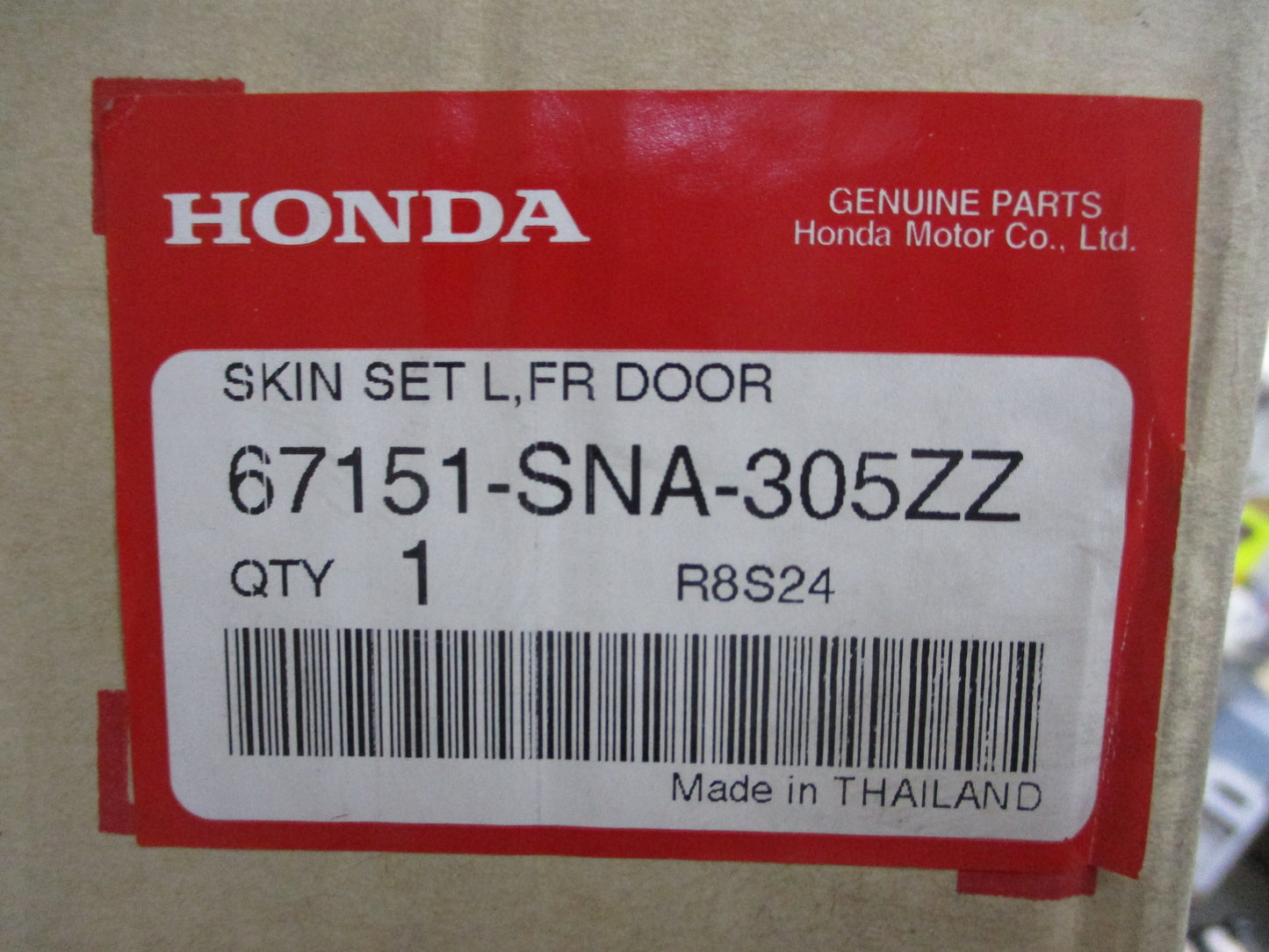 Honda Civic Genuine Left Hand Front Door Skin (Passenger) Unpainted New Part