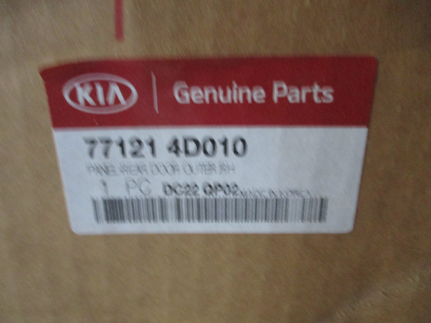 Kia Carnaval Genuine Right Hand Rear Door Outer Skin (Unpainted) New Part