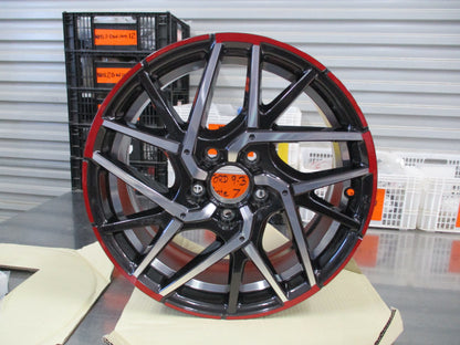 Modulo Honda Civic 17x7 Genuine Redline Set Of 4 Wheels W/Center Caps New