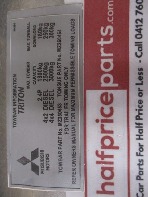 Mitsubishi MQ Triton Genuine Tow Bar Field Fix Kit New Part