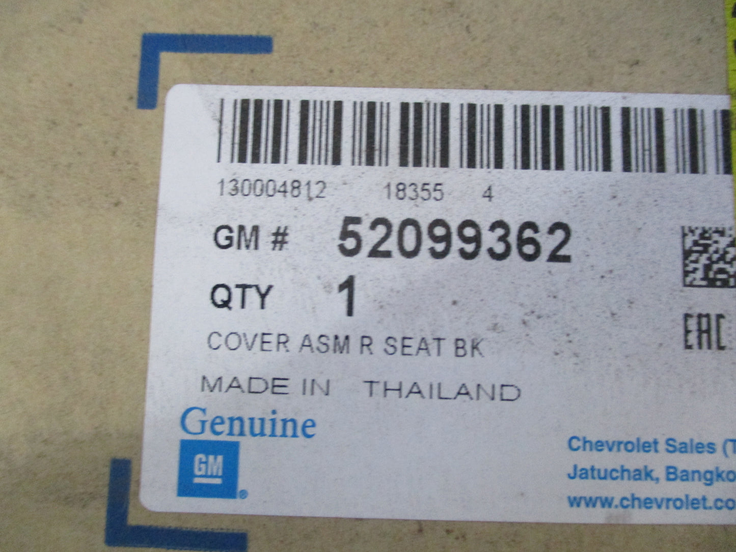 Holden Colorado RG Rear Seat Cover Assy New