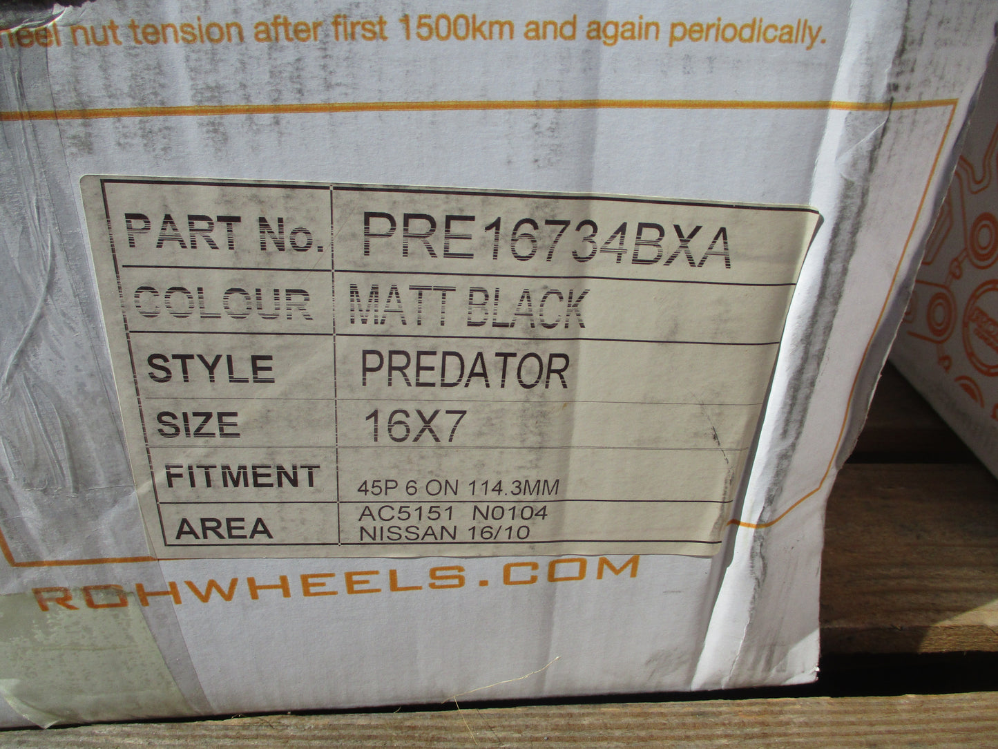 ROH Predator 16x7 Mat Black Alloy Wheel With Center Caps And Wheel Nuts New Part