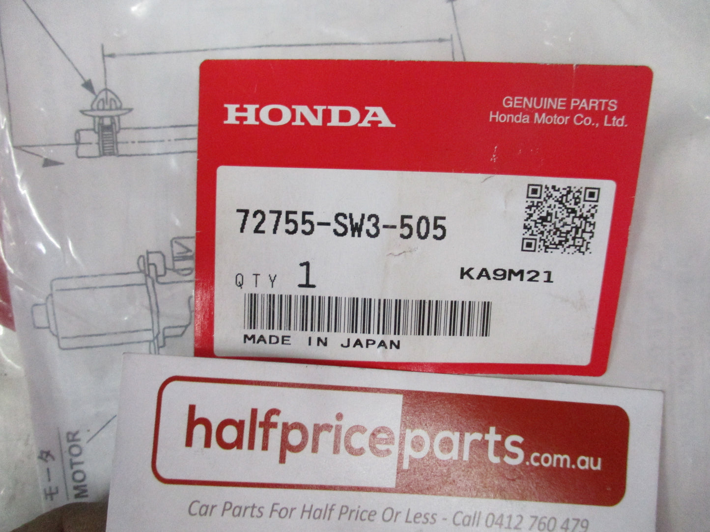 Honda CR-V Genuine Right Hand Rear (Passengers) Window Motor New Part