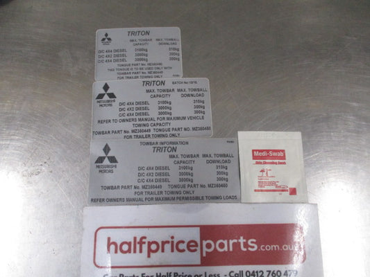 Mitsubishi Triton Genuine Tow Bar Capacity Upgrade Sticker Kit New Part