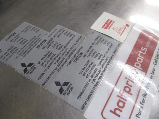 Mitsubishi Triton Genuine Tow Bar Capacity Upgrade Sticker Kit New Part
