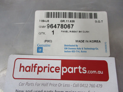 Holden Captiva Genuine Left Hand Rear Seat Back Panel New Part