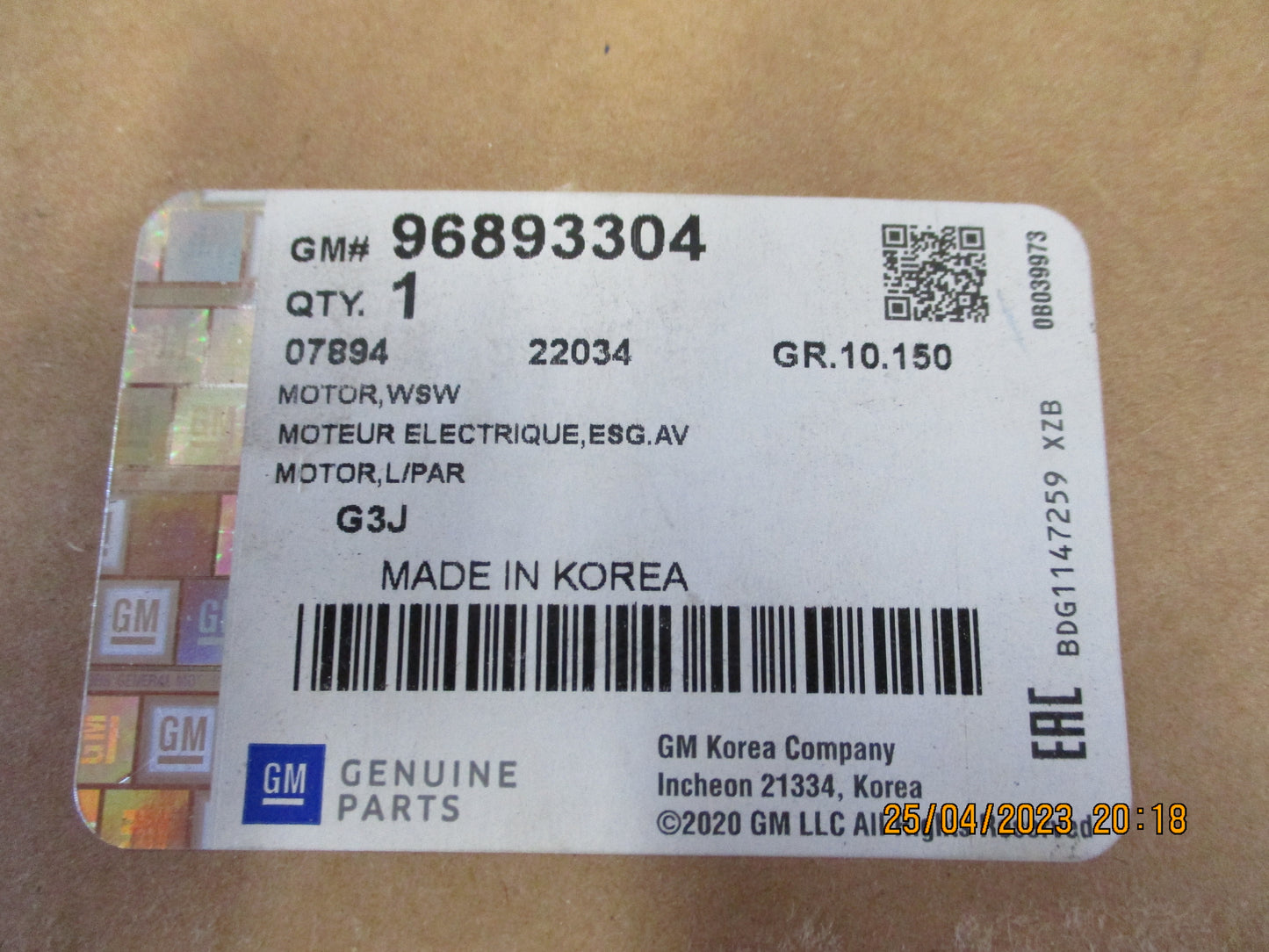Holden JH Cruze Genuine Wiper Motor ASM New Part