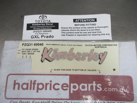 Toyota Prado Kimberley GXL Genuine Left Hand Rear Quator Panel Decal New Part
