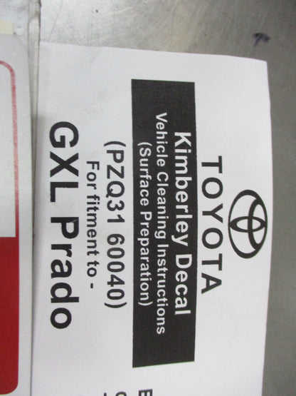 Toyota Prado Kimberley GXL Genuine Left Hand Rear Quator Panel Decal New Part