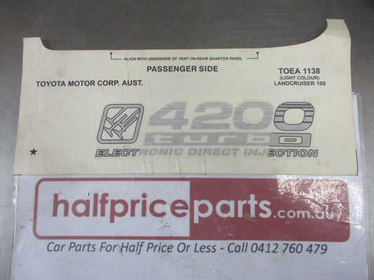 Toyota Landcruiser 100 Series Genuine Quarter Panel Decal Light Colour New Part