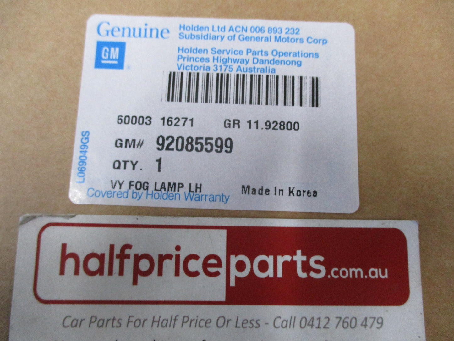 Holden VY Calais-Berlina Genuine Left Hand Front Fog Light New Part