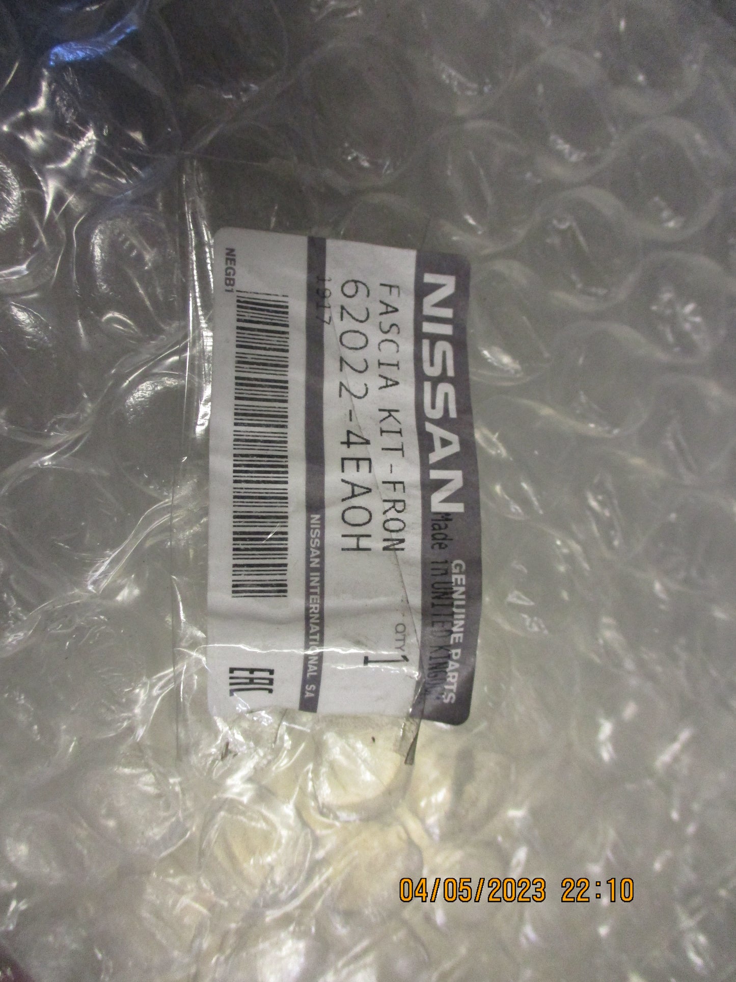 Nissan Qashqai Genuine Front Bumper Bar Cover Panted (Factory Silver) With Sensor Holes New Part
