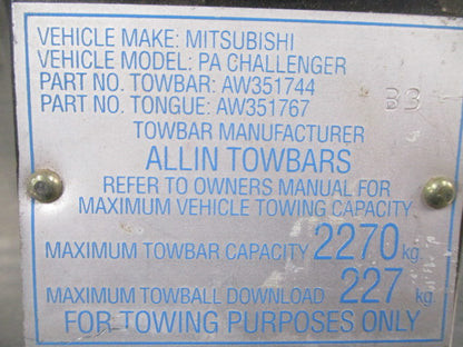 Mitsubishi Challenger Genuine Tow Bar Tongue 2270kg New Part