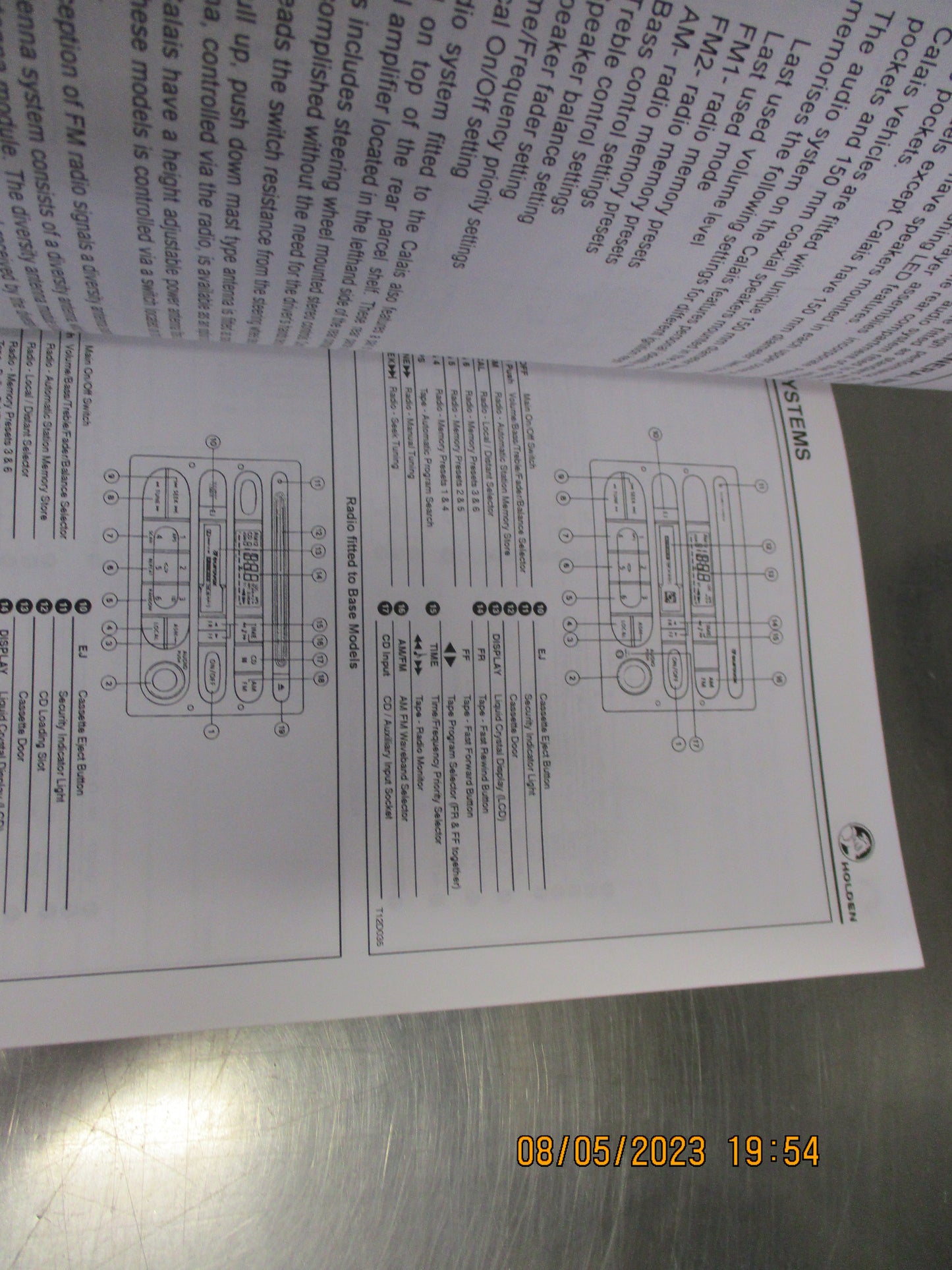 Holden VT-VT Series II Commodore-WM Statesman & Caprice Service Traing Manual Used Part