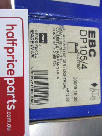 EBC Rear Disc Brake Pad Set Suits Porsche 356 Cabriolet/Speedster New Part