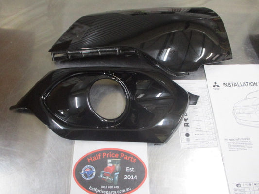 Mitsubishi Pajero Sport Genuine Front Fog Light Bezel Protector Kit (Factory Black) New Part
