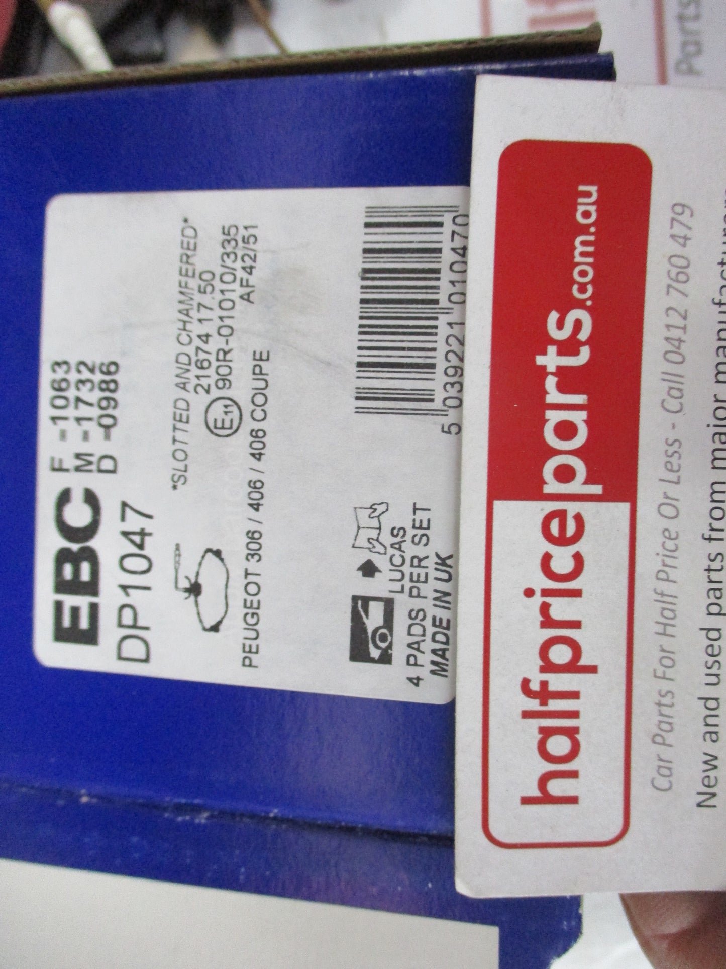 EBC Front Disc Brake Pad Set Suits Peugeot 306/406/406 Coupe New Part