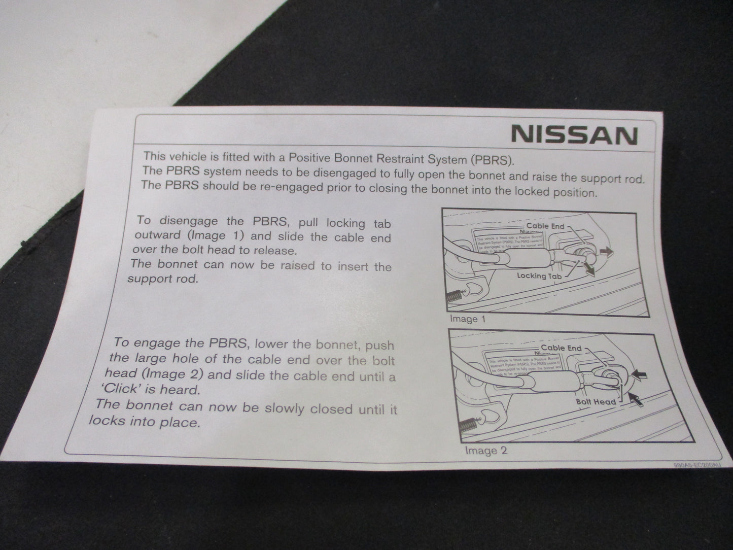 Nissan Navara Genuine (PBRS) Positive Restraint System Sticker New Part