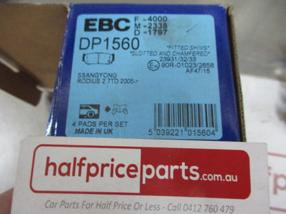 EBC Rear Disc Brake Pad Set Suits Ssangyong Rexton/Rodius I/II New Part