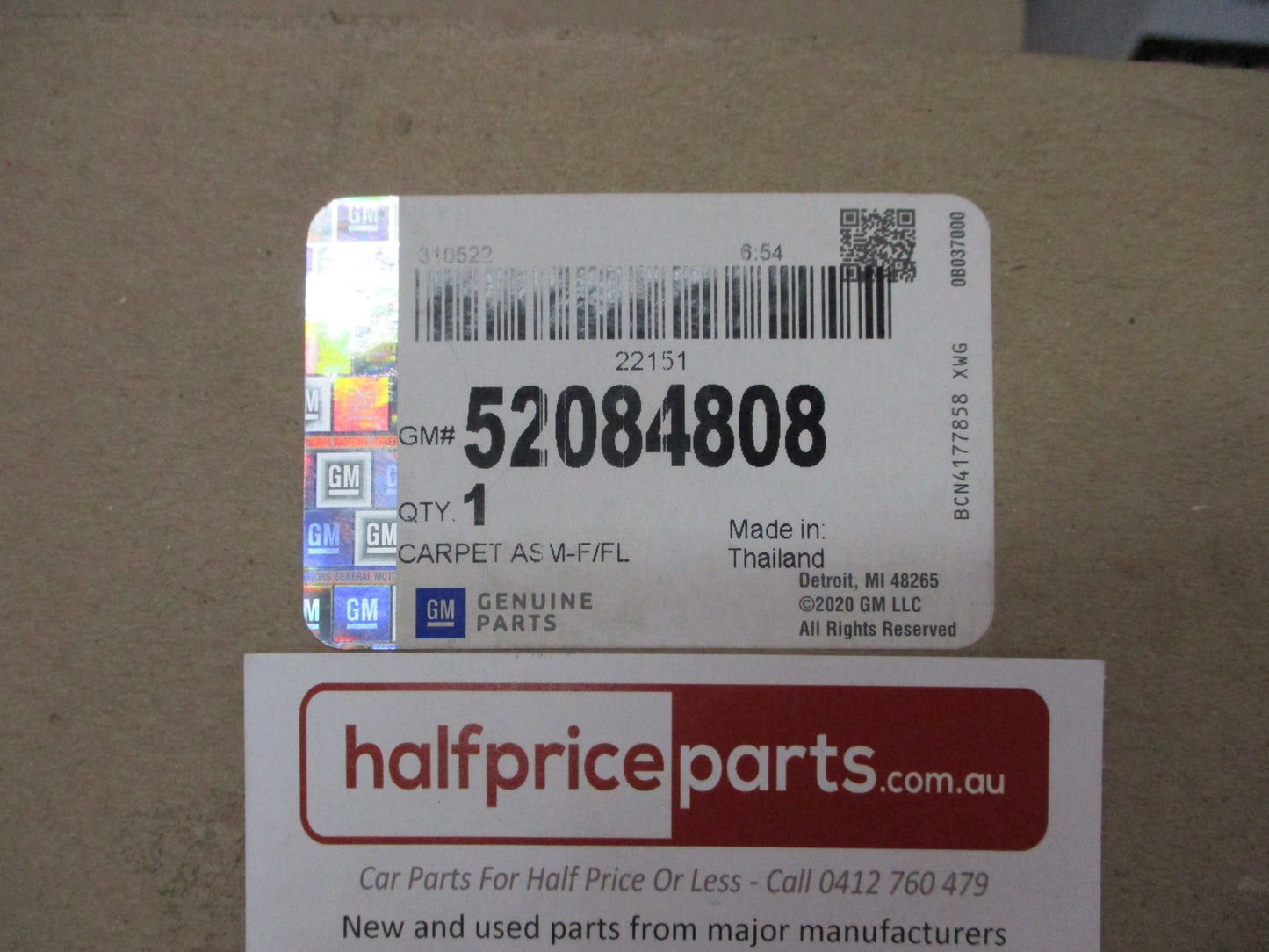 Holden RG Colorado / Trailblazer Genuine Front Floor Carpet (Gray) New Part