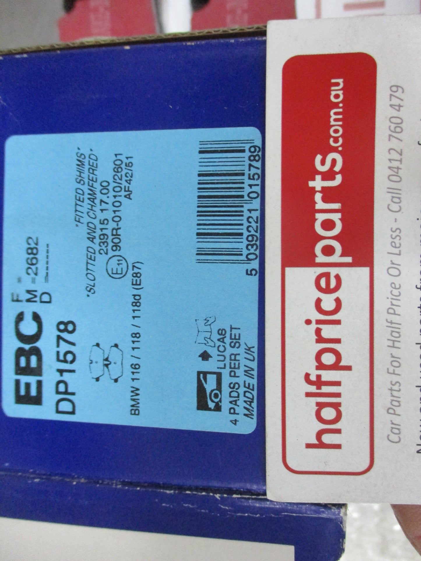 EBC Front Disc Brake Pad Set Suits BMW 1 (E81)(E87) Cabriolet/Active Tourer New Part
