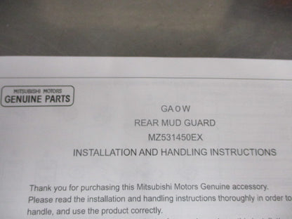 Mitsubishi Outlander Genuine Rear Mud Flap Set With Instruction/Fitting Kit New Part