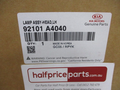 Kia Rondo Genuine Left Hand Front Head Light (Passenger) New Part