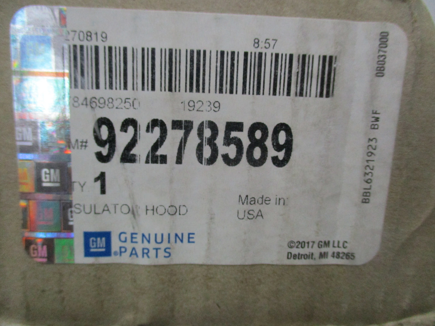Holden VF SS Commodore Bonnet Insulation New - Minor Tear