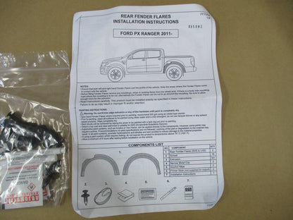 EGR Ford PX Ranger Dual Cab Rear (Only) Fender Flare Kit - Unpainted - New