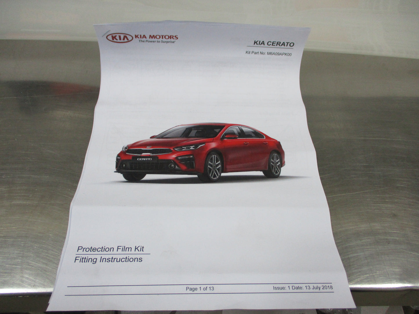 Kia Cerato 2.0 Ltr Mpi Sedan Genuine Paint Protection Film New Part