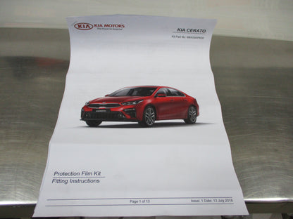 Kia Cerato 2.0 Ltr Mpi Sedan Genuine Paint Protection Film New Part