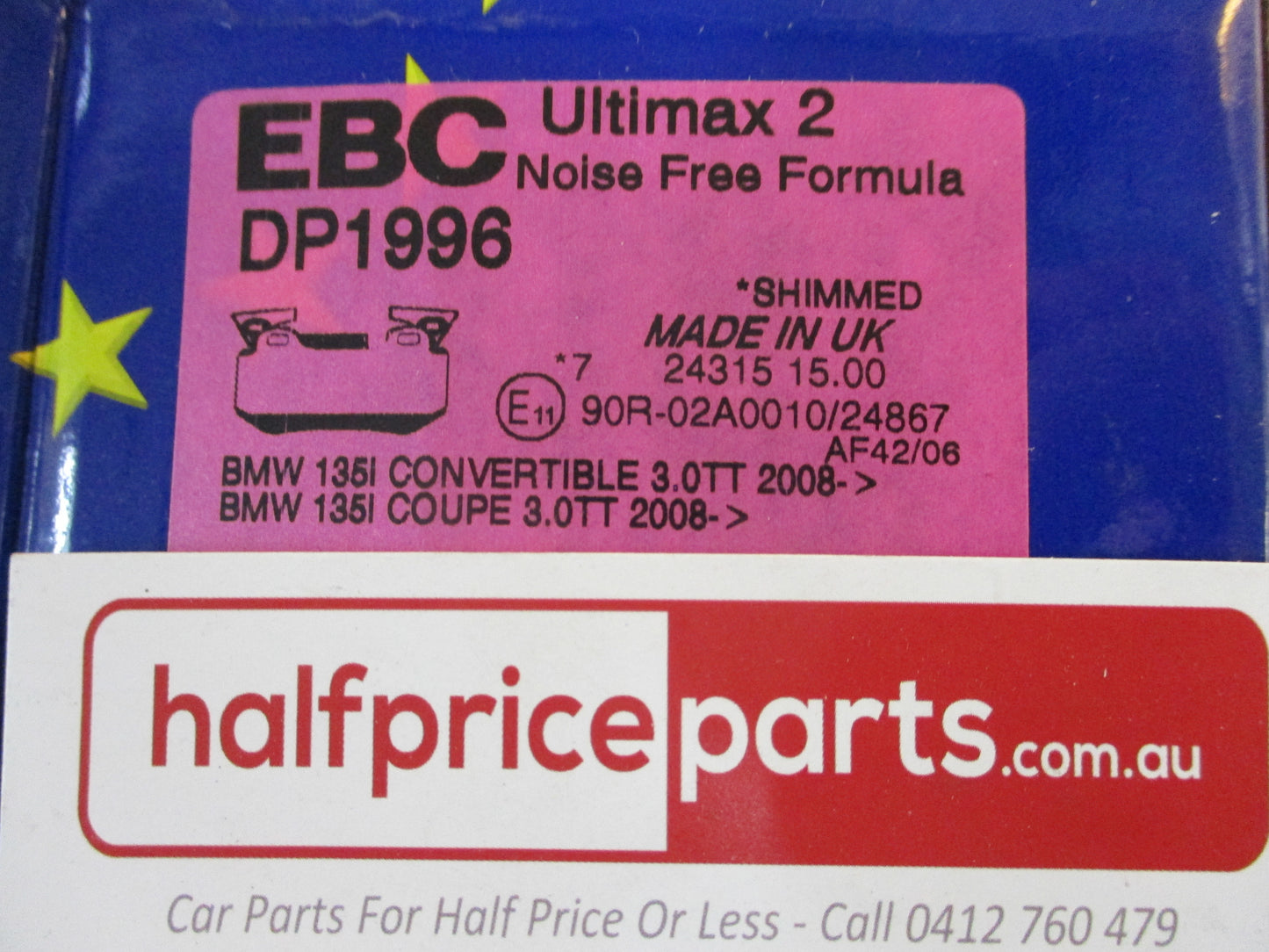 EBC Rear Brake Pad Set Suits BMW 135I Convertable-Coupe New Part