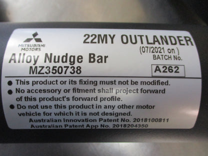 Mitsubishi Outlander Genuine Black Alloy Nudge Bar (Replacement Only) New Part