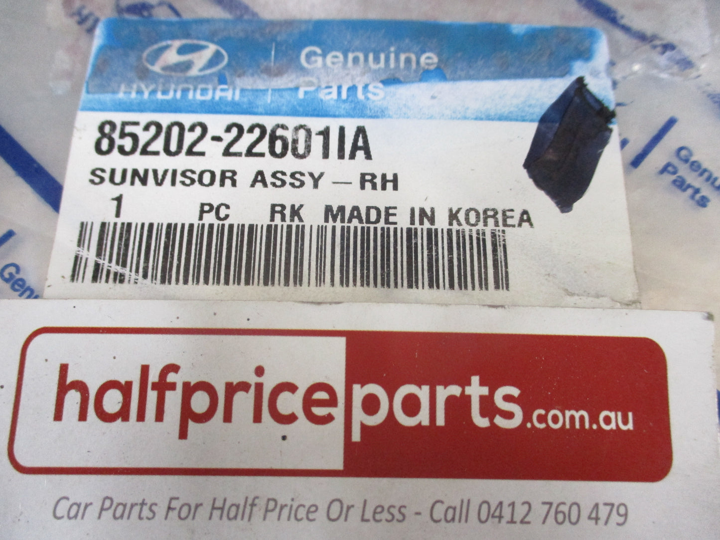 Hyundai Accent Genuine Drivers Side Sun Visor (Gray) New Part