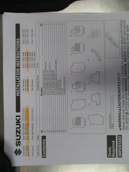 Suzuki Jimny A6G Genuine Front And Rear Carpet Mat Set Manual Vehicle Only New Part