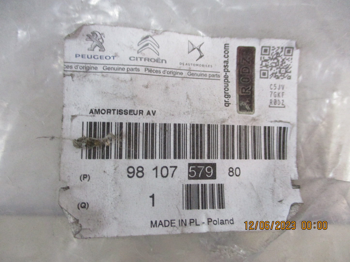 Peugeot 206 Genuine Left Hand Front Shock New Part