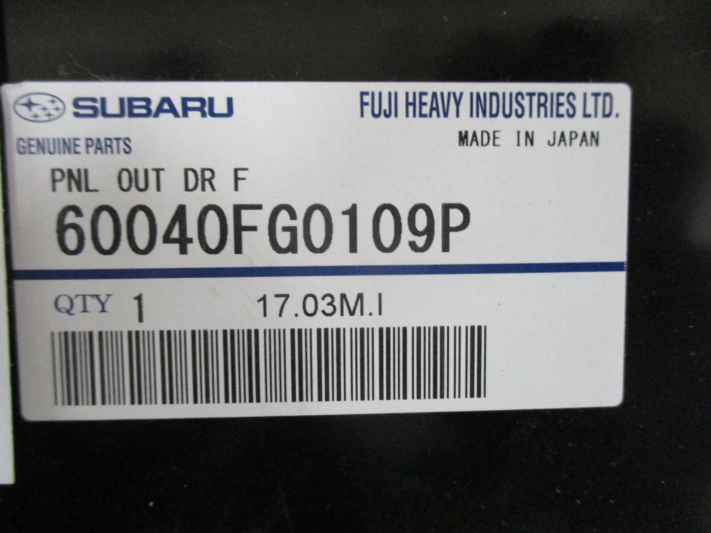 Subaru Genuine Left Hand Front Outer Door Skin - Unknown Model - New Part