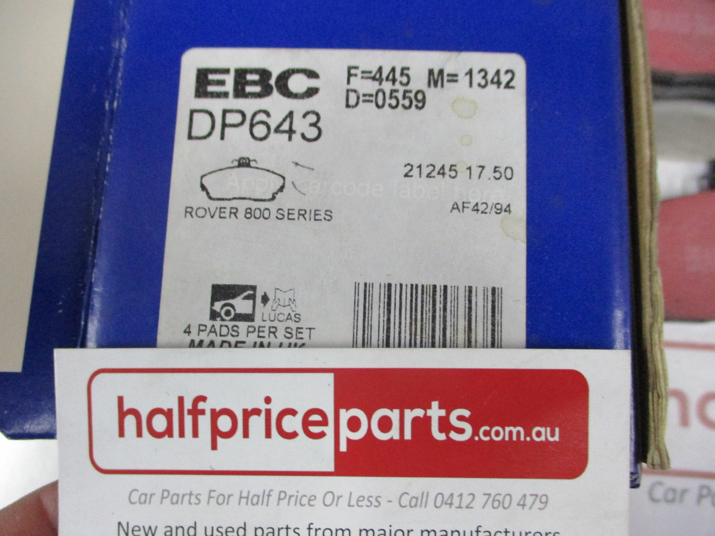 EBC Front Disc Brake Pad Set Suits Rover 800 New Part