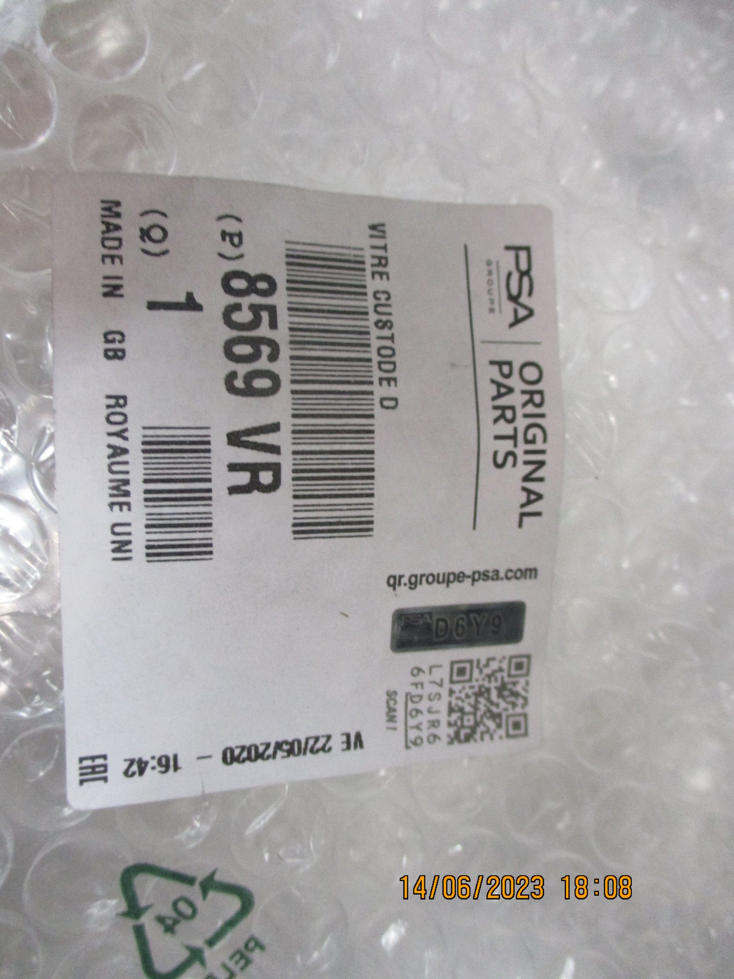 Peugeot 308 Right Hand Rear Quarter Glass New Part