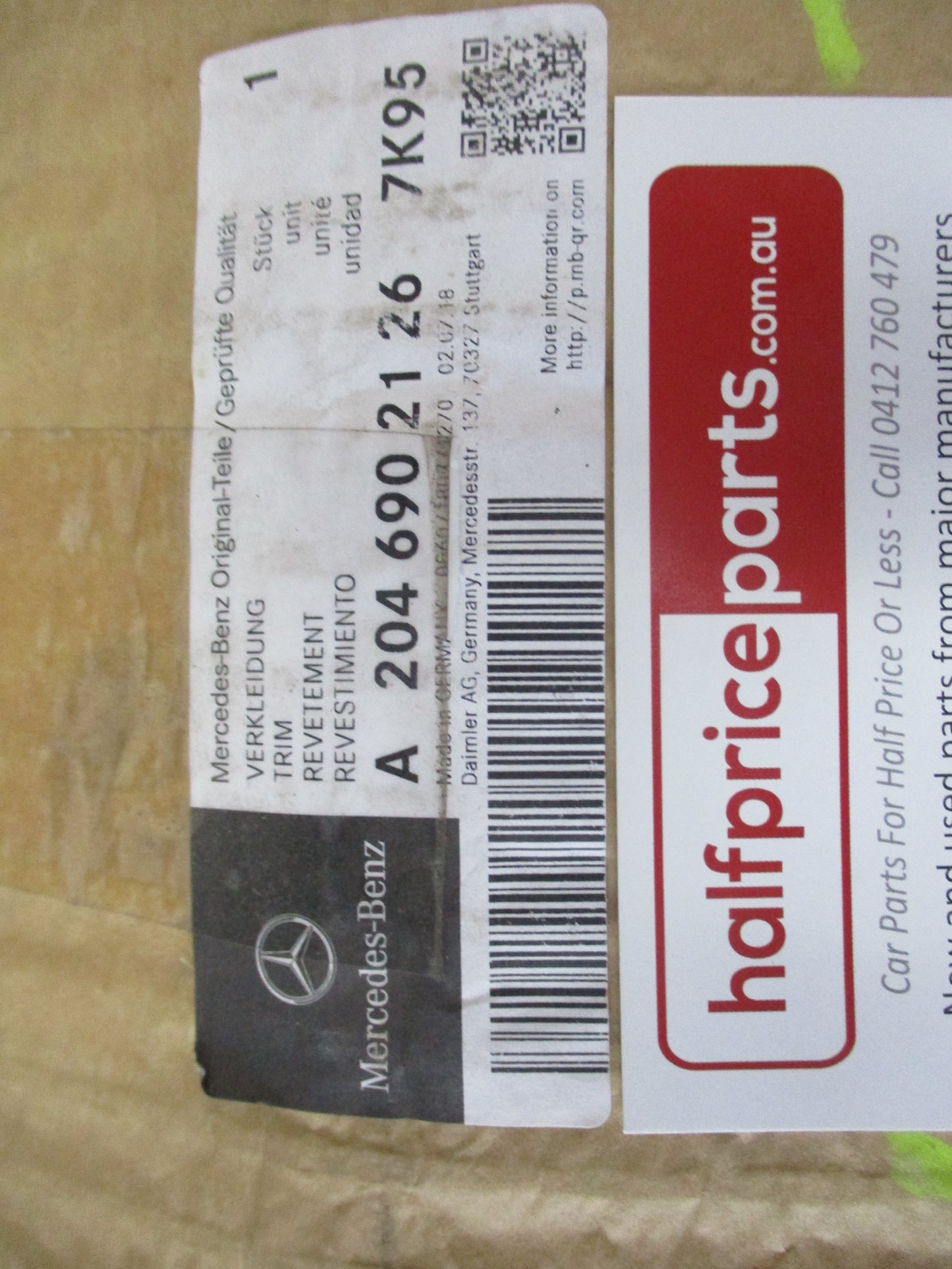 Mercedes Benz C-Class AMG Genuine Left Hand Front A-Pillar Trim New Part
