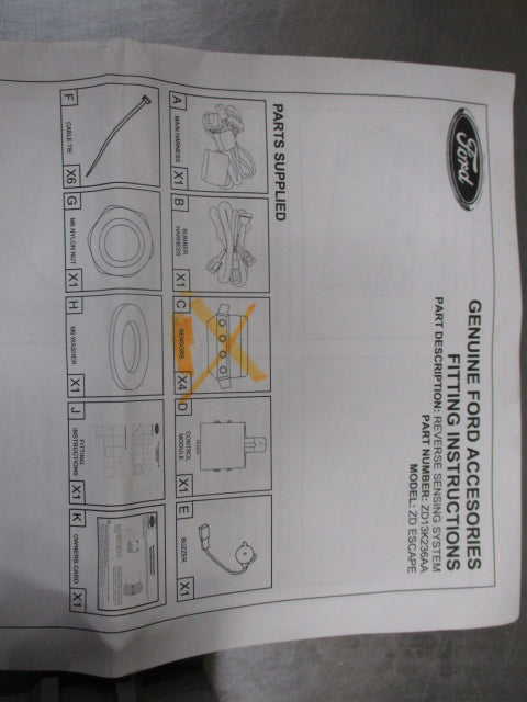 Ford Escape ZD/ZC Genuine Replacement Reverse Sensing System (No Sensors) New Part